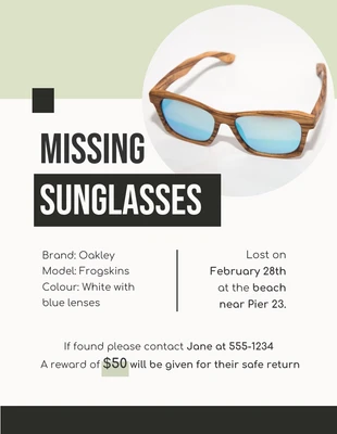 Free  Template: Lunettes de soleil grises Clean Missing