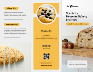 business  Template: Bäckerei-Broschüre „Spezialitätendesserts“.