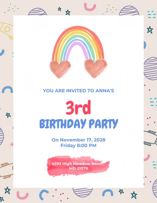 Free  Template: Illustrazione astratta moderna marrone chiaro Invito alla festa per bambini