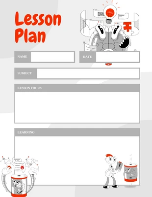 Free  Template: Plano de aula do cérebro cinza e vermelho