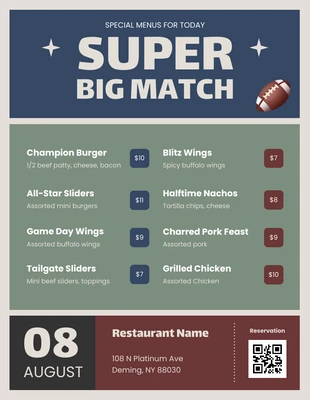 Free  Template: Menu di calcio di forma estetica retrò