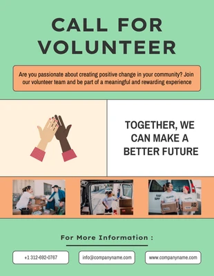Free  Template: Folheto de voluntário em forma de contorno verde bege