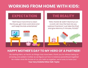 Free  Template: Expectativa vs. Realidade Cartão de Dia das Mães