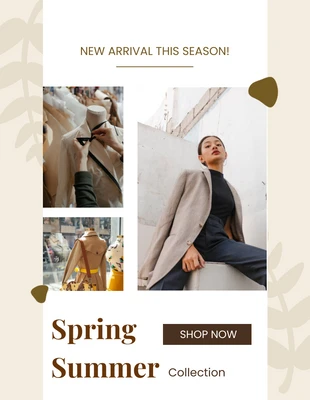 Free  Template: Modello di poster di moda marrone minimalista per i nuovi arrivi