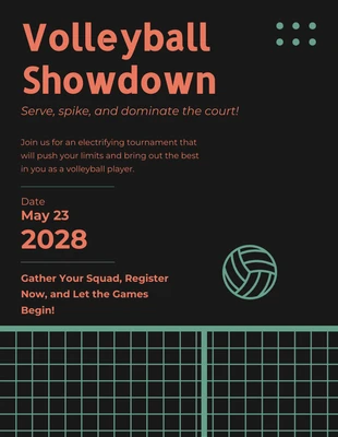 Free  Template: Invitation De Volleyball Orange Et Vert Doux