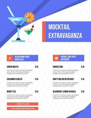 premium  Template: Menu Di Bevande Geometriche Moderne Bianco E Blu
