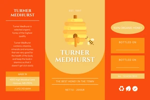 Free  Template: Étiquette De Pot De Miel Illustration Simple Orange