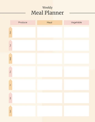 Free  Template: Planificateur de repas hebdomadaire pêche