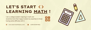Free  Template: Banner di matematica semplice giallo chiaro