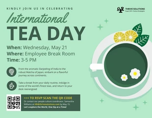 premium  Template: Invitation à une soirée de dégustation de thé internationale sur le lieu de travail