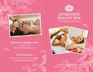 Free  Template: Folheto de Spa de Beleza Floral Elegante e Moderno Rosa e Branco