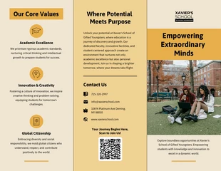 Free interactive Template: Folletos de universidad en crema suave y amarillo.