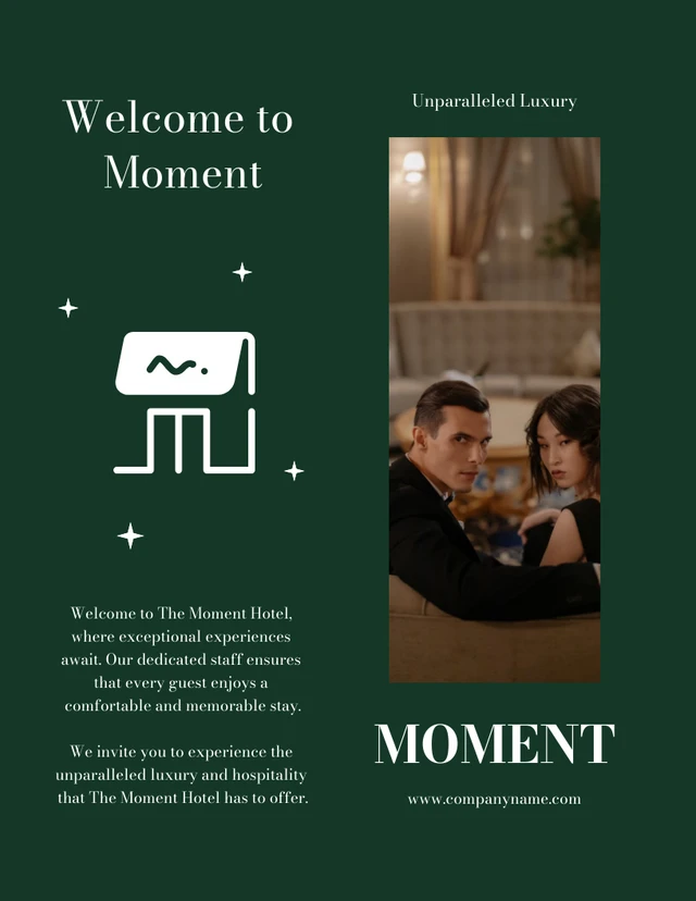 Elegant Emerald and White Hotel Brochure - Página 1