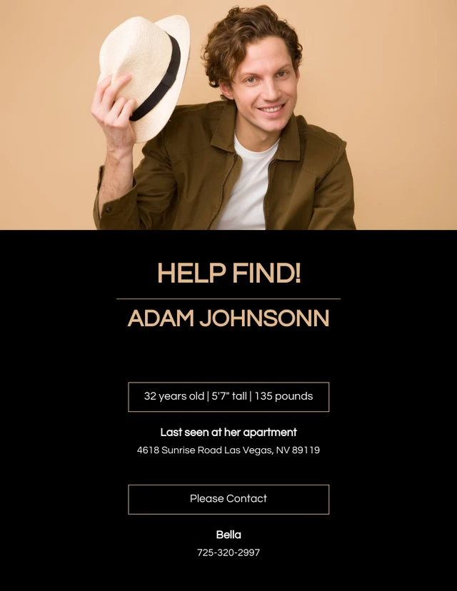 Modern Orange And Black Missing Person Poster Template Modern Orange And Black Missing Person Poster Template
