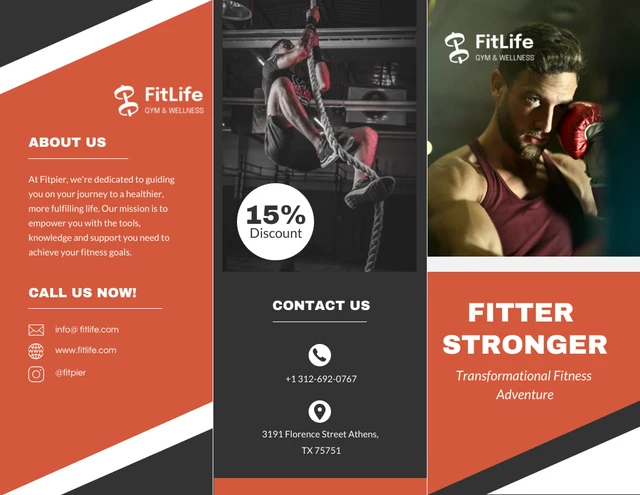 Black and Red Fitness Brochure - Seite 1