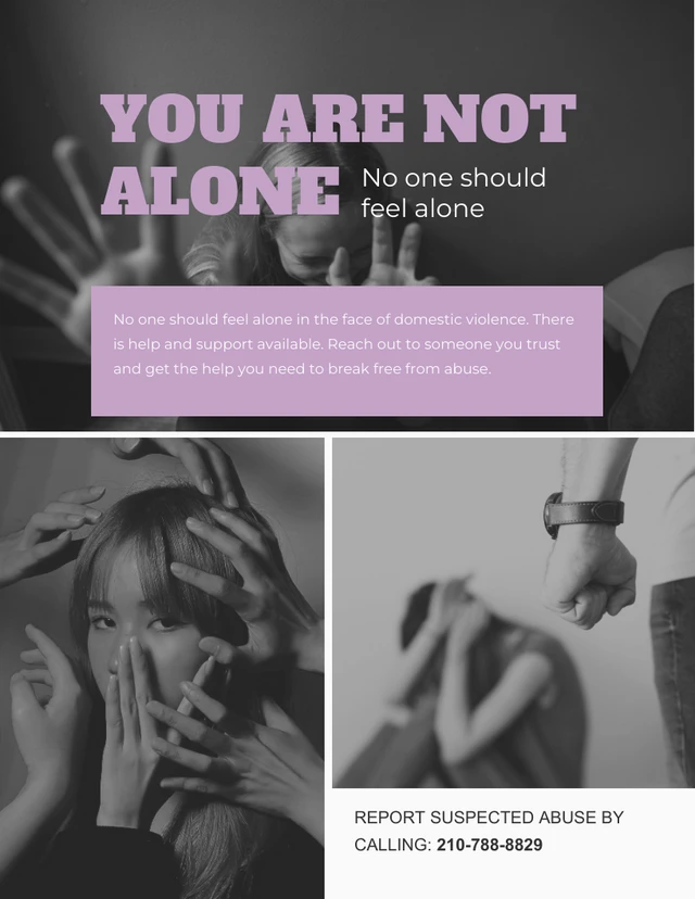Monochrome You Are Not Alone Domestic Violence Urgent Template Monochrome You Are Not Alone Domestic Violence Urgent