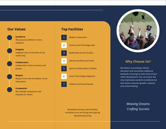 Navy Yellow Rounded Education Brochure - Pagina 2