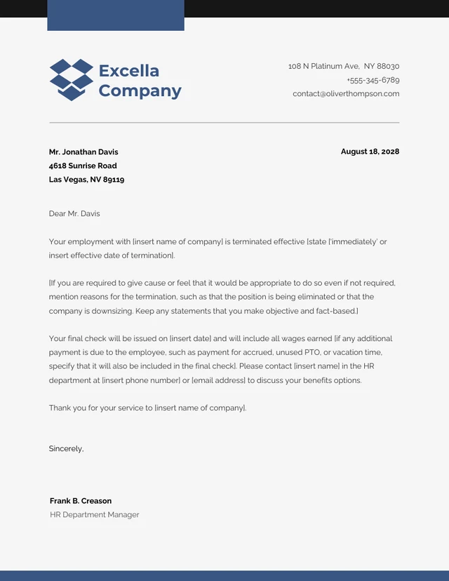 Lettera di risoluzione moderna marrone e blu Template Modello di lettera di risoluzione moderno marrone e blu