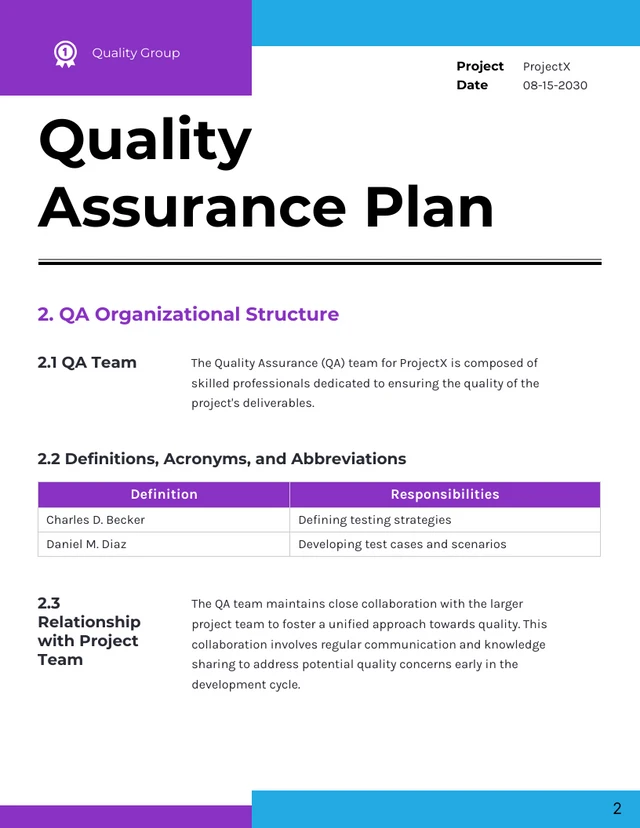 Clean Minimalist Quality Assurance Plan - Pagina 2