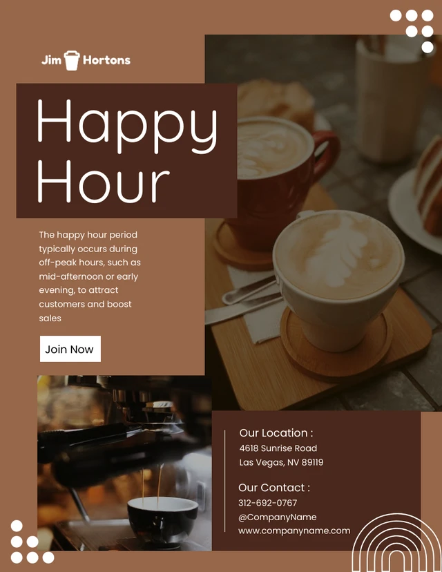 Brown Creative Plantilla de cartel para la Happy Hour