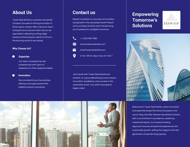 Navy Clean Line Minimalist Company Brochure - Seite 1