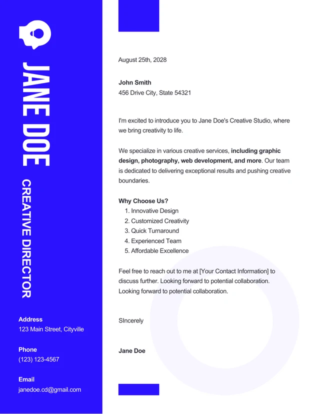 Simple Blue Personal Letterhead Template Simple Blue Personal Letterhead Template